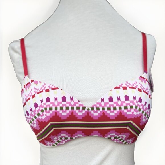 Flirtitude Women’s My Fave Lounge Wireless Bra Snow Fair Isle Padded 34B - Picture 1 of 11